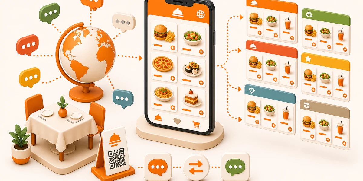 zrzut ekranu funkcji Wielojęzyczne cyfrowe menu