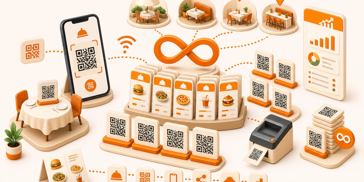zrzut ekranu funkcji Nielimitowane menu i kody QR